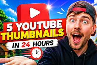 design 5 high CTR youtube thumbnails in 24 hours