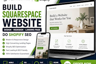 build squrespace website, design redesign squrespace landing page do shopify SEO