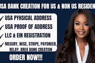 create a US business bank USA llc with a physical address and proof of address