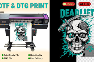 create print ready halftone artwork for dtf dtg t shirt printing