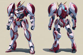 create anime inspired mecha character artwork