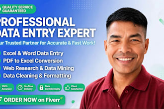 do data entry excel copy paste and web research expert