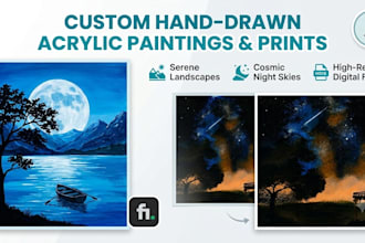 custom hand drawn acrylic paintings and digital prints