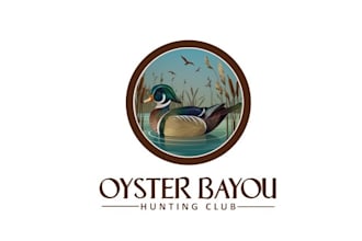 design powerful oyster bayou hunting club logo