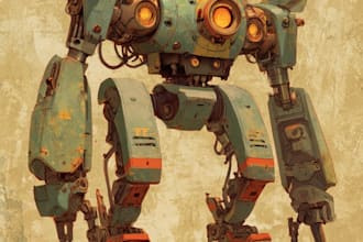 design custom futuristic mecha robot artwork