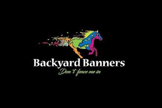 design backyard banners logo with fence art home owners