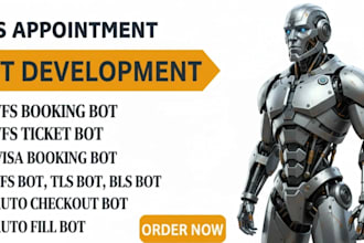 develop booking bot,vfs appointment bot, appointment bot,vfs bot, telegram bot