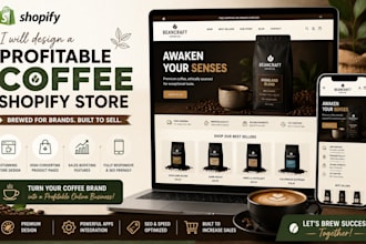 design a premium private label coffee shopify store and coffee website