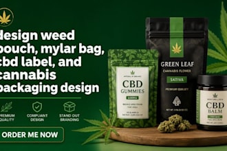design weed pouch, mylar bag, cbd label and cannabis packaging design