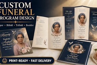 design funeral program, obituary program, celebration of life booklet