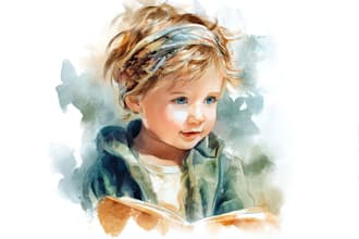 do watercolor kids, baby or child portrait illustration