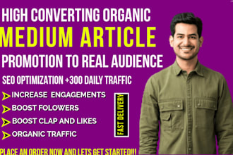 medium article promotion, medium profile promotion, medium followers