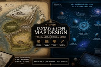 draw a custom map for fantasy, scifi, book or boardgame