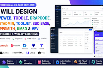 design weweb toddle drapcode jetadmin tooljet budibase appsmith umso vev website