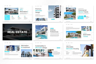 design real estate pitch decks, webinar slides and online course presentation