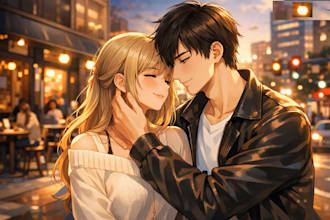 draw anime couple,oc couple,romantic art for you