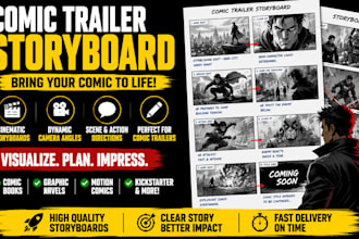 create a cinematic comic trailer storyboard for your comic or graphic novel