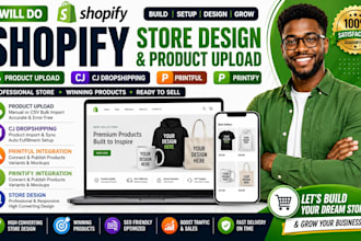 shopify product upload cj dropshipping  printiful printify listing store design