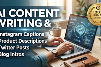 write edited ai content, social media captions, and descriptions