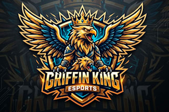 make wonderful griffin king e sport mascot logo design