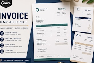 design editable canva invoice template, reciept, quote, estimate and bill form