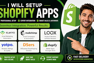 design shopify store klaviyo integration mailchimp loox reviews yotpo dsers