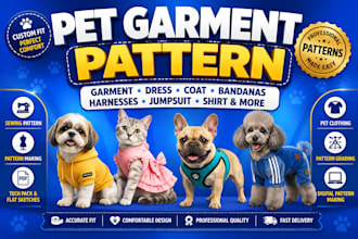 create custom dog and cat garment sewing pattern grading and tech pack pdf dxf
