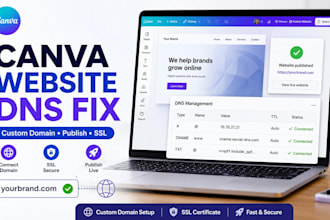 fix dns records map connect custom domain wix  canva website publish live site