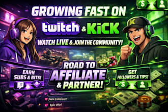 do your twitch channel promotion, kick channel promotion