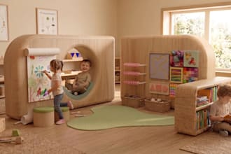 design cosy 3d kids room, nursery, playroom for kids montessori, ikea classroom