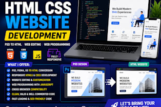 do html css, web programming, editing PSD to html frontend developer
