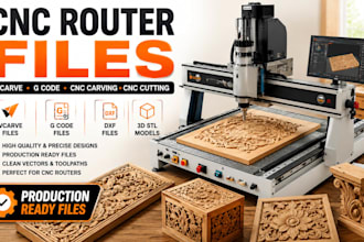 create cnc router files, vcarve files, g code, cnc carving, cnc cutting designs