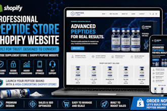 design a professional peptide website supplement website or peptide store