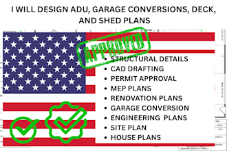 design adu, garage conversions, deck, and shed plans