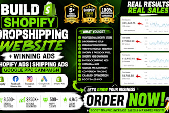 build shopify dropshipping website shipping ads ppc campaign shopify ads