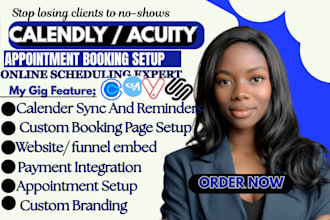 setup calendly acuity scheduling, vagaro, setmore and appointment booking system