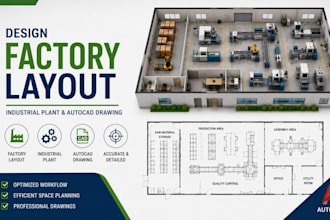 design factory layout, industrial plant and autocad drawing