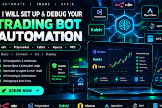 trading bot webhook polymarket kalshi n8n openclaw setup vps alpaca mcp bugs api