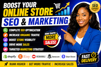 boost shopify store promotion SEO redbubble etsy beacon  stan store marketing