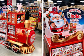 christmas endcap display,christmas kiosk,grocery christmas,store stall rendering