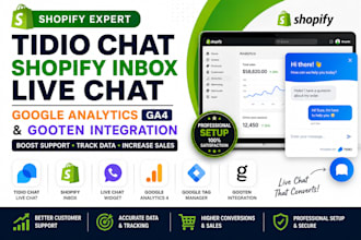 design tidio chat shopify inbox  live chat google analytics gooten