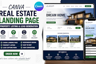 design canva real estate landing page for property listing and lead generation