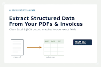 extract structured data from invoices or pdfs into excel or json
