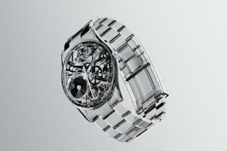 design 3d watch animation wristwatch cad model printing watch technical drawing