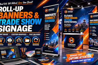 design roll up banner, retractable banner and event signage for trade shows