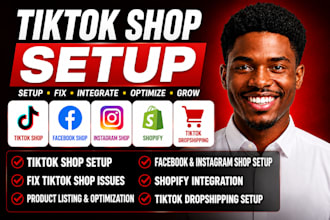 tiktok shop setup, fix tiktok shop, facebook ig shop shopify tiktok dropshipping