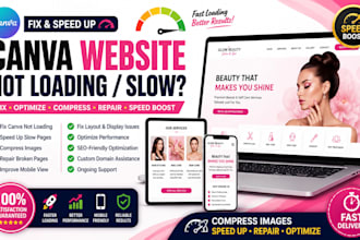 canva website not loading slow fix compress images beauty salon booking repair