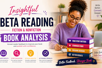 do insightful beta reading, fiction, nonfiction book beta reading, book analysis