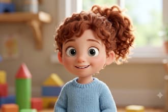 create cute 3d pixar style cartoon portrait for kids and babies