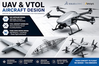 design 3d drone uav vtol aircraft aerospace cad models in solidworks and ansys